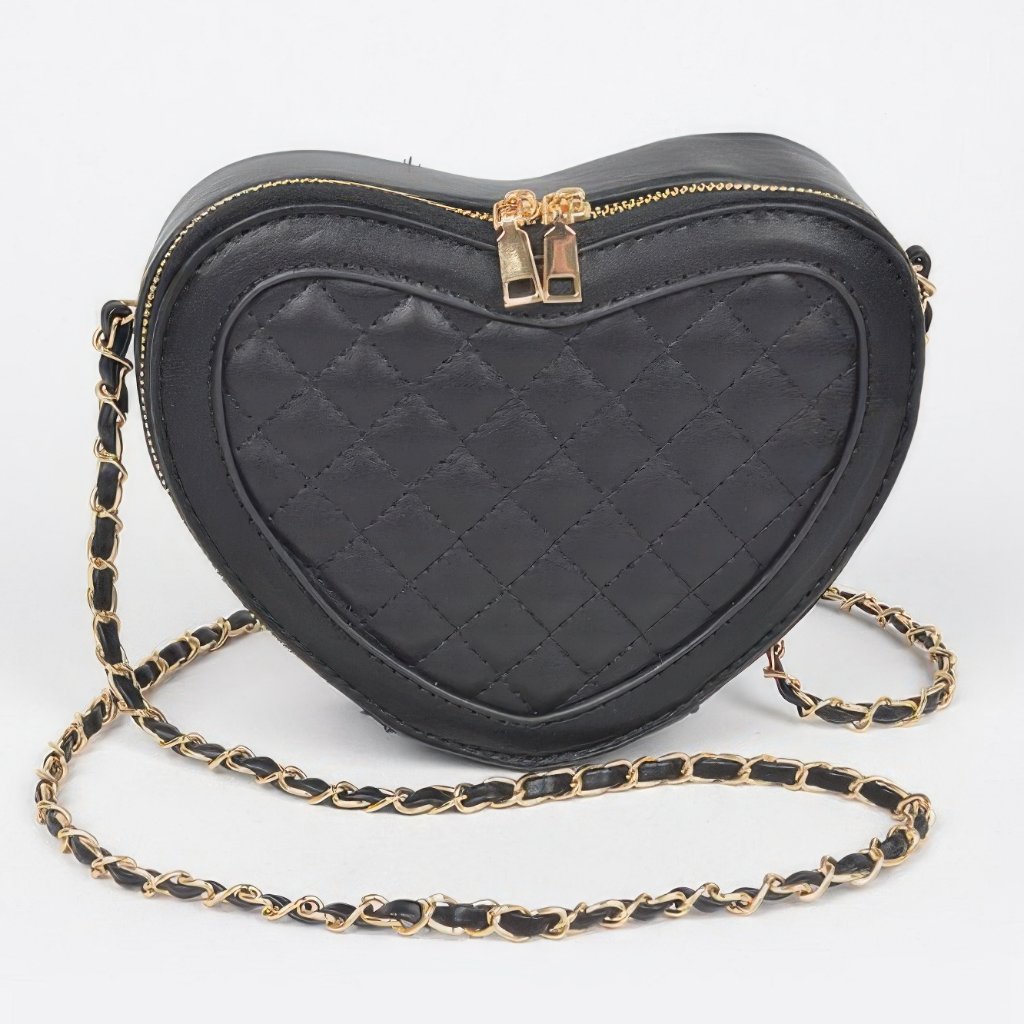 Quilted Heart Shape Crossbody Bag